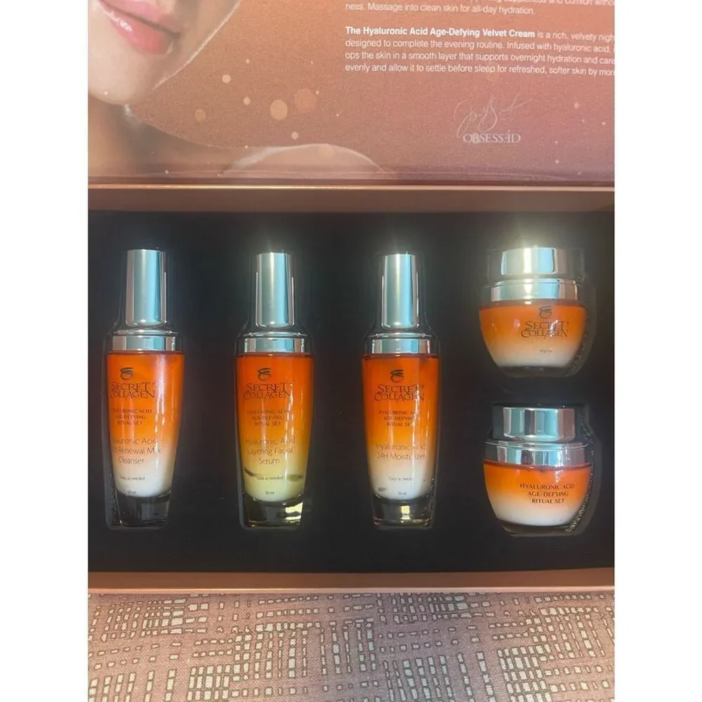 Secret Collagen Hyaluronic Acid Anti-Aging Skincare Set Full Size Luxury Kit NIB